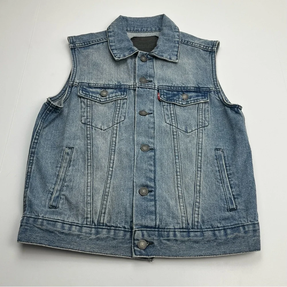 Levi’s Girls 10 - 12 Years Blue Denim Sleeveless Vest Button Streetwear‎ Western